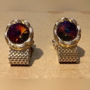 Vintage Cufflinks with Brown Stone Cabochon